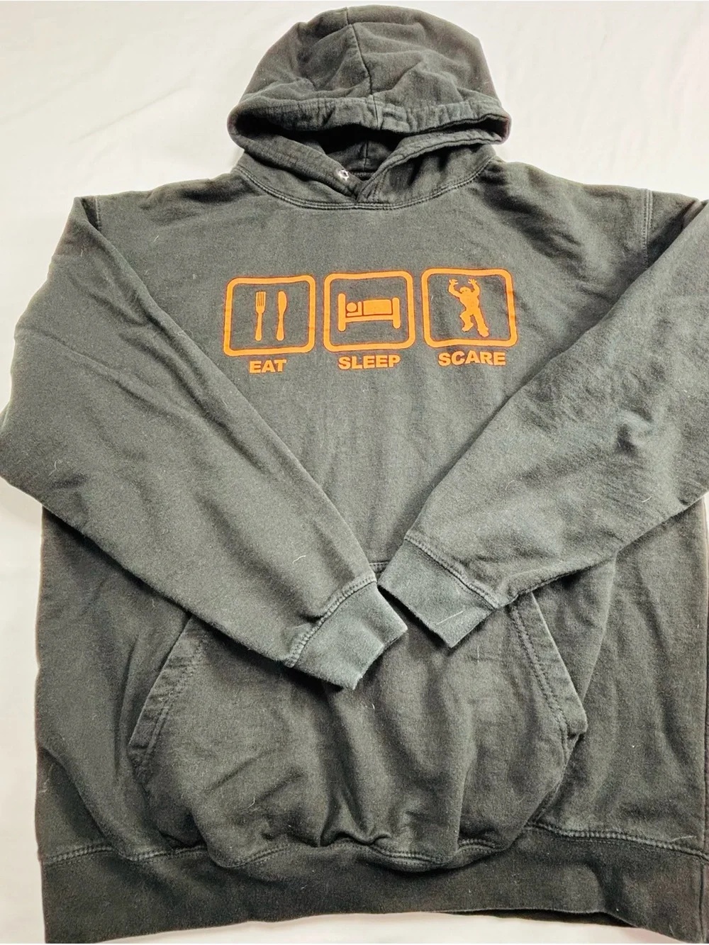 Black Hoodie Sweatshirt with Orange 